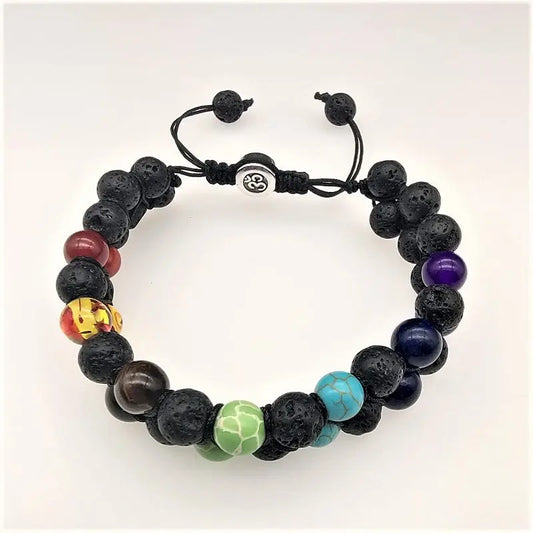 Cross-border Amazon hot selling Tiger Eye Imperial Stone Yoga Colorful Bracelet Hand Woven Double Row Bracelet Wholesale AQP-STORE