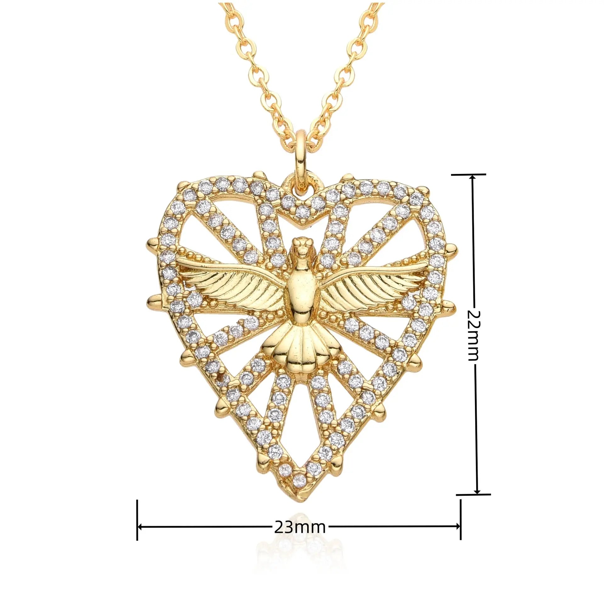 European and American minimalist zircon micro inlaid heart-shaped pendant necklace for women INS niche light luxury temperament versatile love collarbone chain AQP-STORE