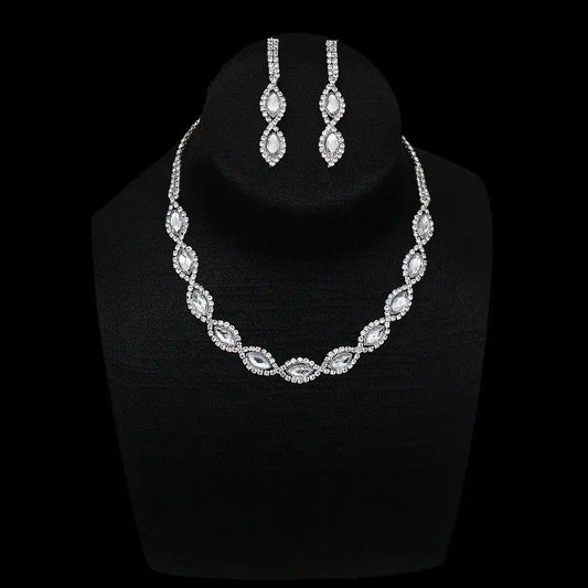 Water Diamond Earrings Necklace Set Dress Versatile Chain Set Dinner Banquet Accessories Necklace Wholesale Female AQP-STORE